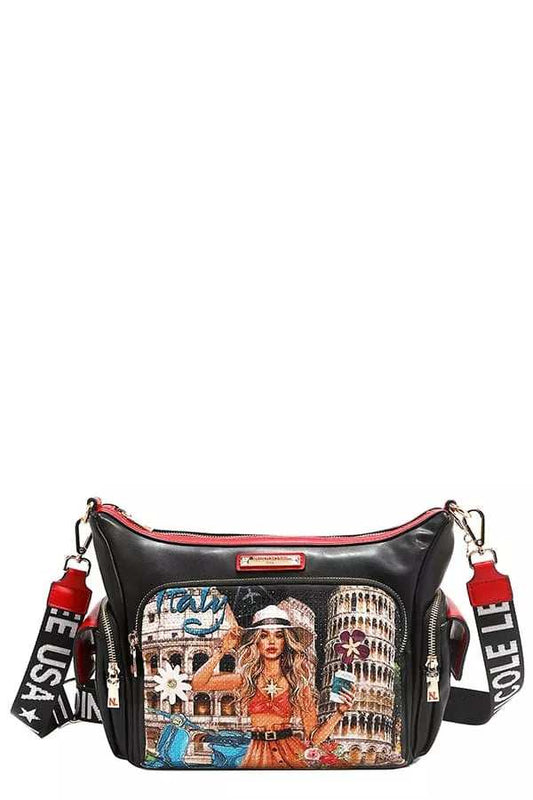 Nicole Lee USA Martha Travels Italy Multi Pocket Shoulder Bag - Trendsi - Flyclothing LLC