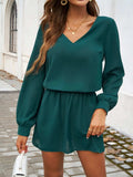Cutout V-Neck Long Sleeve Mini Dress - Trendsi - Flyclothing LLC