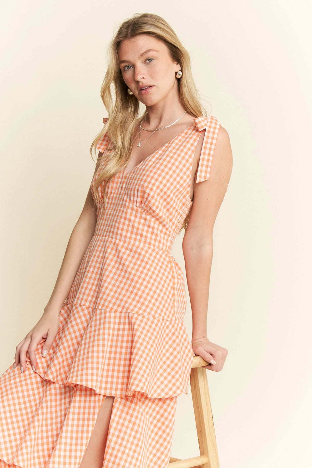Jade By Jane Sleeveless Gingham Print Tiered Midi Dress - Trendsi - Flyclothing LLC