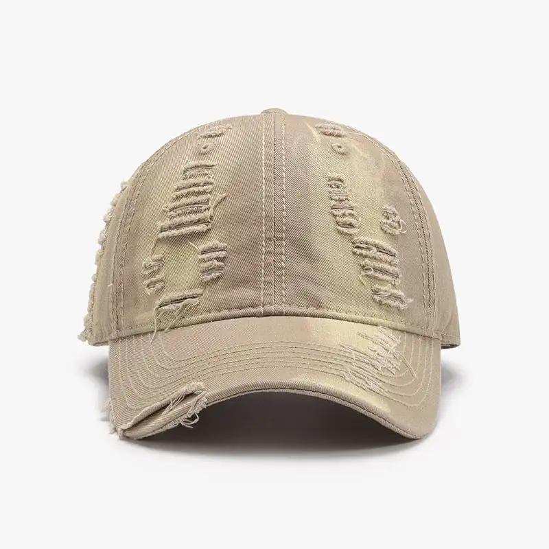 Distressed Adjustable Cotton Baseball Cap - Trendsi - Flyclothing LLC