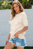 Daisy Round Neck Short Sleeve Knit Top - Trendsi - Flyclothing LLC