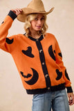 BiBi Halloween Witch Hat Moon Bat Artwork Cardigan - Trendsi - Flyclothing LLC