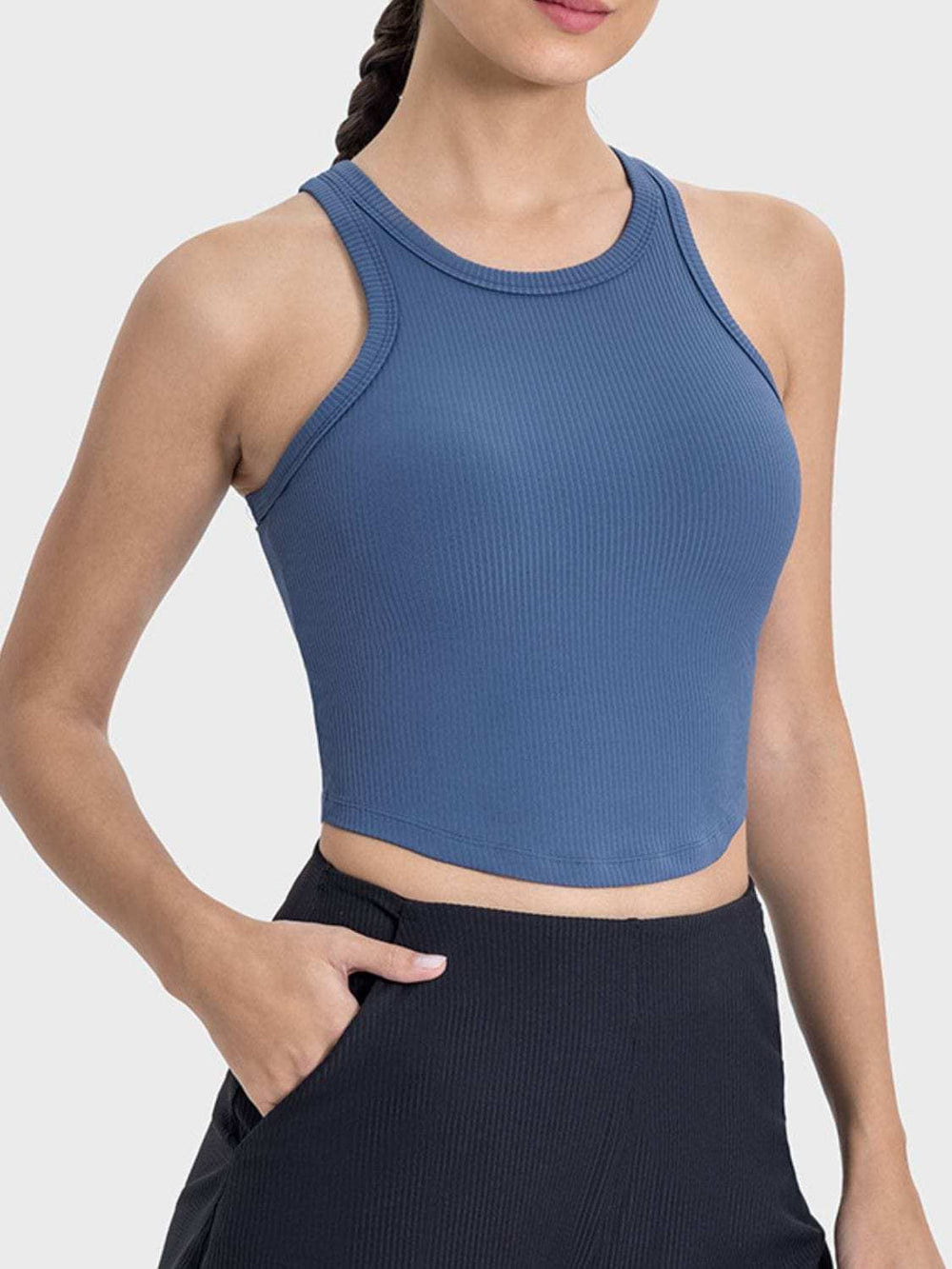 Round Neck Racerback Active Tank - Trendsi - Flyclothing LLC