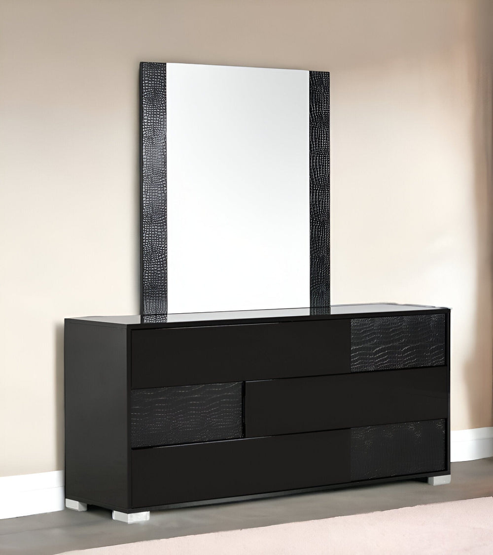 41" Black Mdf And Glass Mirror - Homeroots - Flyclothing LLC
