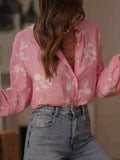 Flower Button Up Long Sleeve Shirt - Trendsi - Flyclothing LLC
