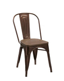 Set of Four Brown Metal and Wood Slat Back Dining Side Chairs - Homeroots - Flyclothing LLC