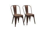 Set of Four Brown Metal and Wood Slat Back Dining Side Chairs - Homeroots - Flyclothing LLC