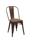 Set of Four Brown Metal and Wood Slat Back Dining Side Chairs - Homeroots - Flyclothing LLC