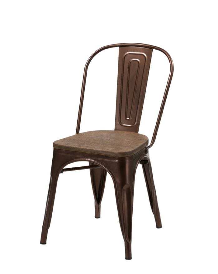 Set of Four Brown Metal and Wood Slat Back Dining Side Chairs - Homeroots - Flyclothing LLC