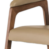 31" Taupe And Brown Faux Leather Curved Back Dining Arm Chair - Homeroots - Flyclothing LLC