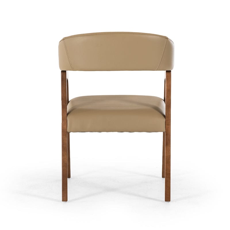 31" Taupe And Brown Faux Leather Curved Back Dining Arm Chair - Homeroots - Flyclothing LLC