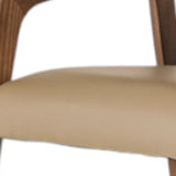 31" Taupe And Brown Faux Leather Curved Back Dining Arm Chair - Homeroots - Flyclothing LLC