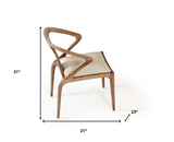 White And Brown Upholstered Faux Leather Curved Back Dining Side Chair - Homeroots - Flyclothing LLC