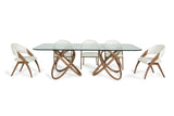 94" Clear And Natural Glass And Solid Wood Pedestal Base Dining Table - Homeroots - Flyclothing LLC
