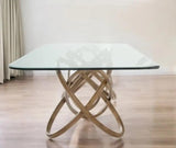 94" Clear And Natural Glass And Solid Wood Pedestal Base Dining Table - Homeroots - Flyclothing LLC