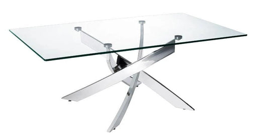 47" Clear And Silver Glass And Steel Coffee Table - Homeroots