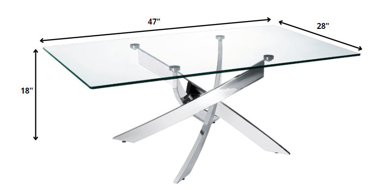 47" Clear And Silver Glass And Steel Coffee Table - Homeroots - Flyclothing LLC