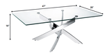 47" Clear And Silver Glass And Steel Coffee Table - Homeroots - Flyclothing LLC