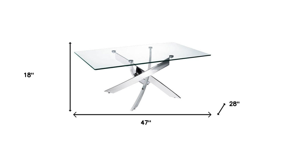 47" Clear And Silver Glass And Steel Coffee Table - Homeroots - Flyclothing LLC