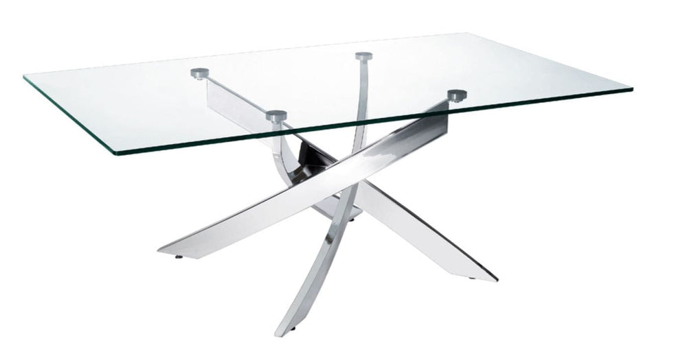 47" Clear And Silver Glass And Steel Coffee Table - Homeroots - Flyclothing LLC