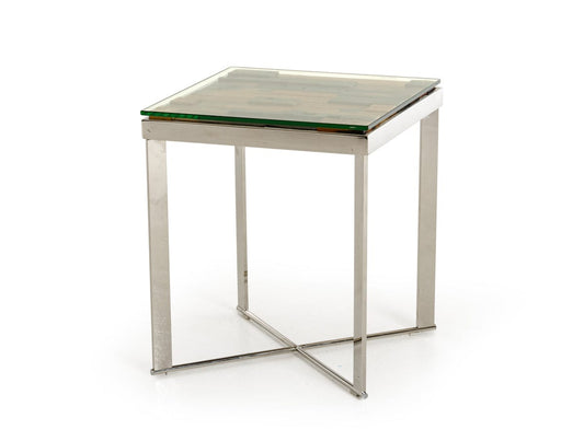 22" Silver And Brown Glass Square End Table - Homeroots