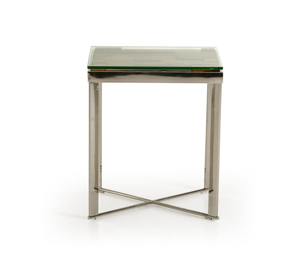 22" Silver And Brown Glass Square End Table - Homeroots