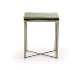 22" Silver And Brown Glass Square End Table - Homeroots