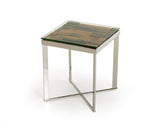 22" Silver And Brown Glass Square End Table - Homeroots