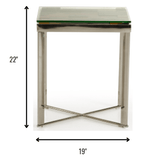 22" Silver And Brown Glass Square End Table - Homeroots