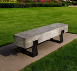75" Gray and Black Metal and Concrete Indoor Outdoor Bench - Homeroots