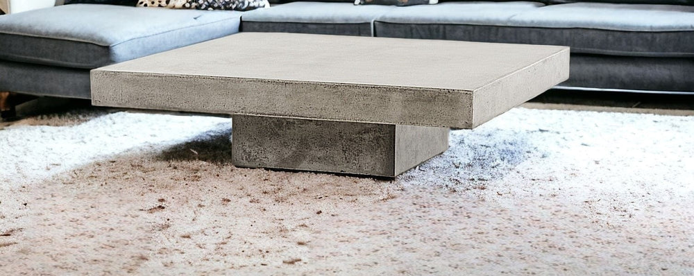 43" Gray Concrete Modern Square Coffee Table - Homeroots - Flyclothing LLC