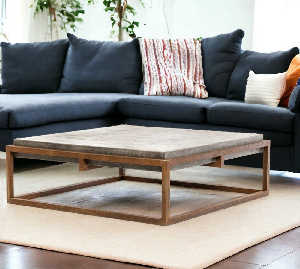 15" Concrete And Metal Coffee Table - Homeroots - Flyclothing LLC