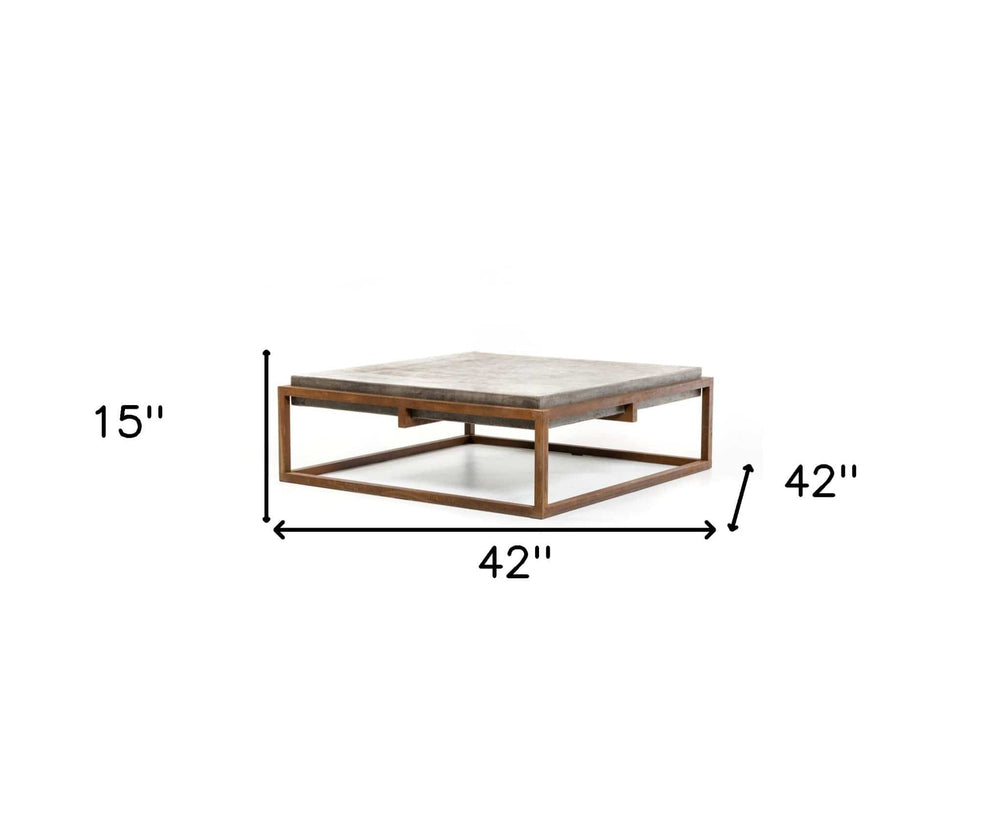 15" Concrete And Metal Coffee Table - Homeroots - Flyclothing LLC