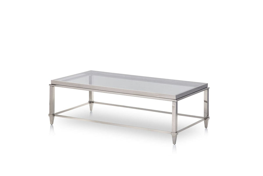 55" Clear And Silver Glass And Steel Coffee Table - Homeroots - Flyclothing LLC