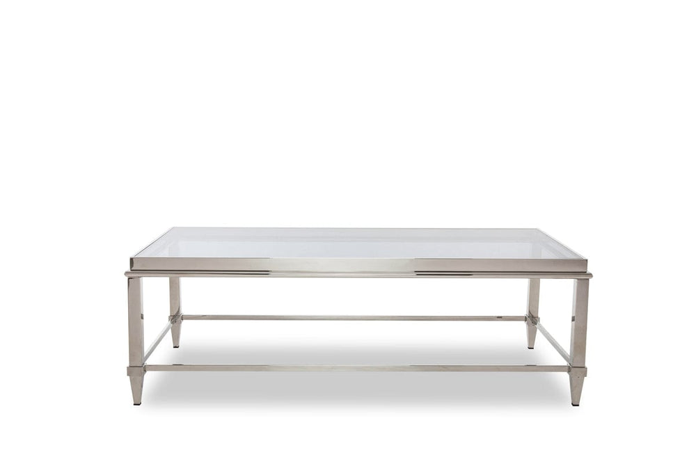 55" Clear And Silver Glass And Steel Coffee Table - Homeroots - Flyclothing LLC