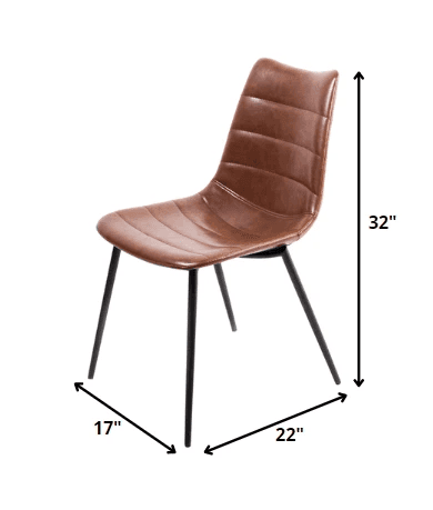 Set of Two Brown And Black Upholstered Faux Leather Dining Parsons Chairs - Homeroots - Flyclothing LLC