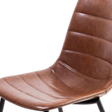 Set of Two Brown And Black Upholstered Faux Leather Dining Parsons Chairs - Homeroots - Flyclothing LLC