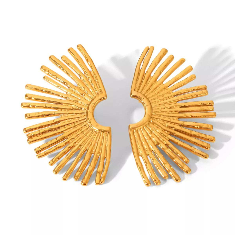 Stainless Steel Fan-Shaped Earrings - Trendsi - Flyclothing LLC