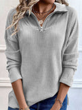 Full Size Quarter Zip Long Sleeve Top - Trendsi - Flyclothing LLC