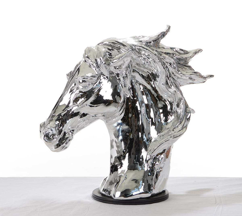 Modern Silver Horse Head Sculpture - Homeroots - Flyclothing LLC