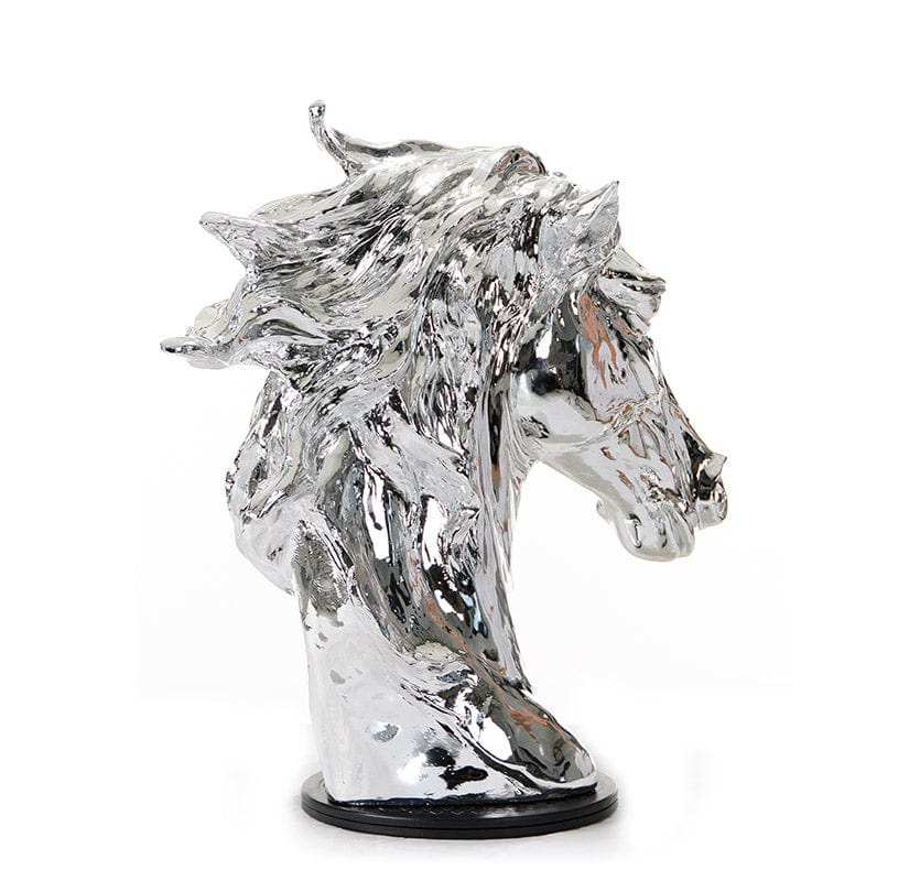 Modern Silver Horse Head Sculpture - Homeroots - Flyclothing LLC
