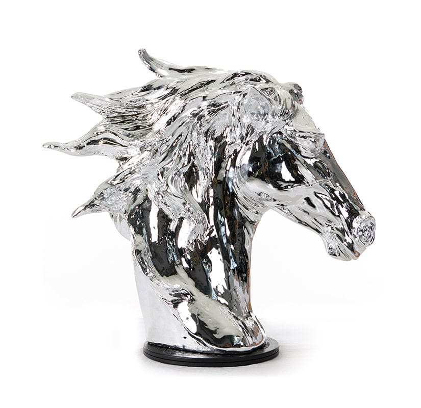 Modern Silver Horse Head Sculpture - Homeroots - Flyclothing LLC