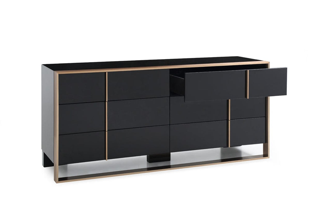 29" Black And Brushed Bronze Dresser - Homeroots - Flyclothing LLC