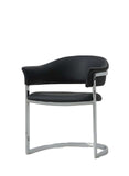 Black And Silver Upholstered Faux Leather Open Back Dining Arm Chair - Homeroots - Flyclothing LLC