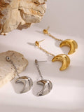 Stainless Steel Moon Dangle Earrings - Trendsi - Flyclothing LLC