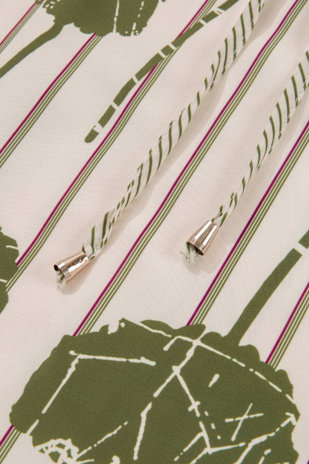 Printed Tie Neck Three-Quarter Sleeve Mini Dress - Trendsi - Flyclothing LLC