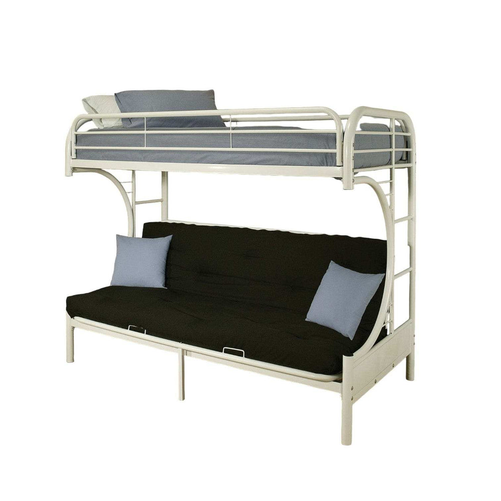 White Twin Contemporary Metal Bunk Bed - Homeroots - Flyclothing LLC