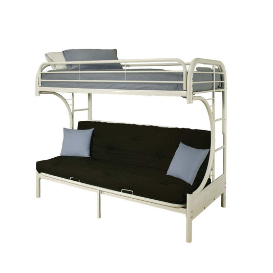 White Twin Contemporary Metal Bunk Bed - Homeroots - Flyclothing LLC