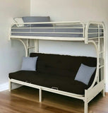 White Twin Contemporary Metal Bunk Bed - Homeroots - Flyclothing LLC