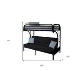 84" X 62" X 65" Twin Xl Over Queen Black Metal Tube Futon Bunk Bed - Homeroots - Flyclothing LLC